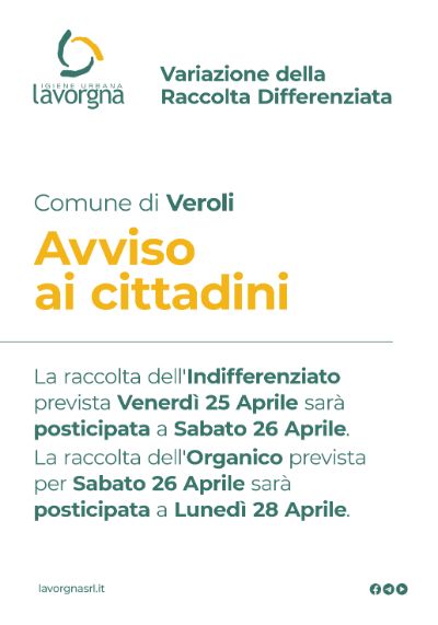 Variazione raccolta 25 Aprile