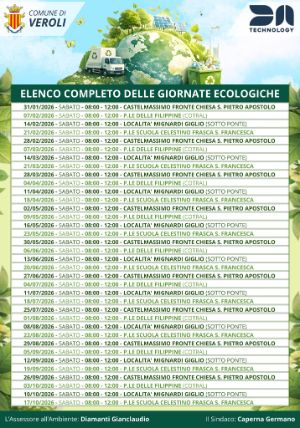 CALENDARIO GIORNATE ECOLOGICHE