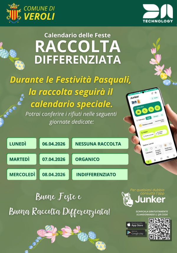 Raccolta differenziata pasquetta 2026