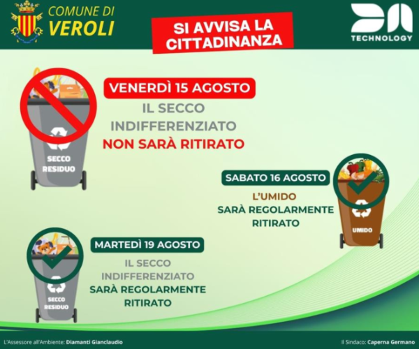 raccolta rifiuti ferragosto
