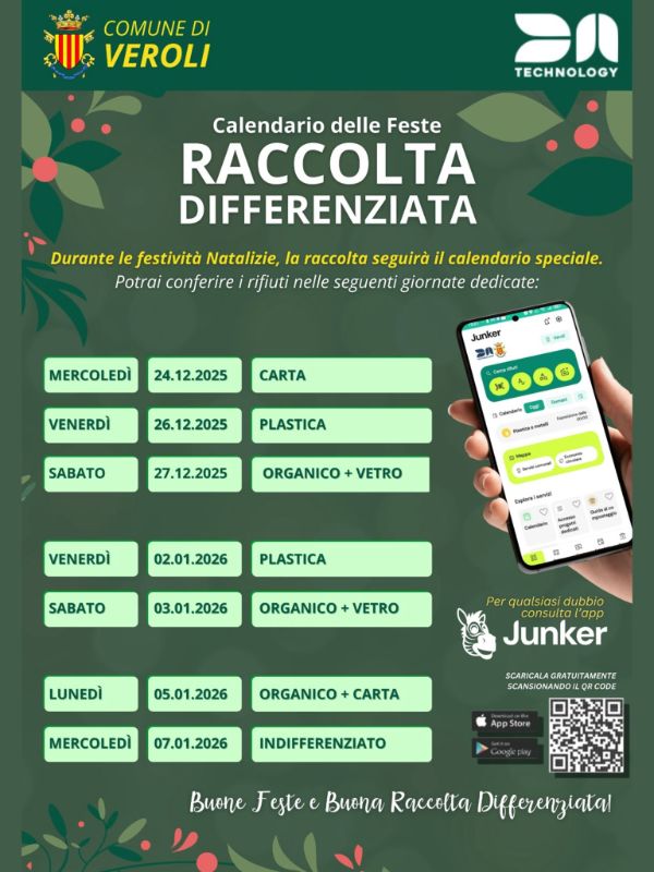 raccolta rifiuti festività natalizie