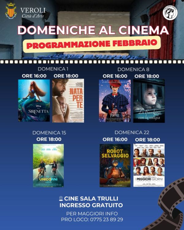 Programmazione Febbraio Cine Sala Trulli